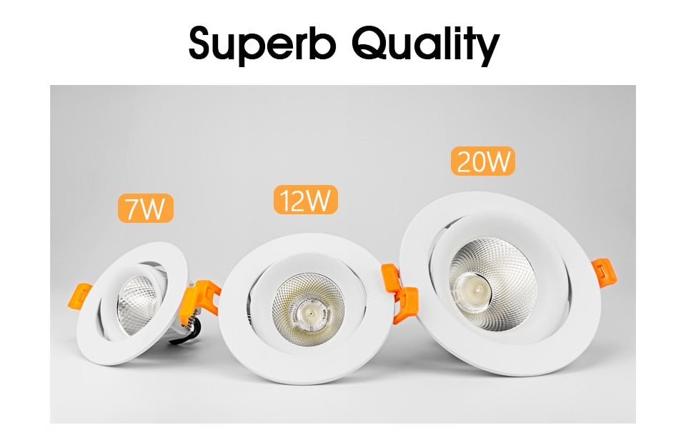 LED Ceiling Spot Light 45° Adjustable 7W 12W 20W Led light fixtur 220V Indoor Lighting for Living room Kitchen LED Downlight