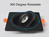 AC/DC 12V 24V 360 Angle Rotatable LED Recessed Downlight 5W 7W 10W 12W 15W Square Ceiling Spot Light Black/White Housing Light