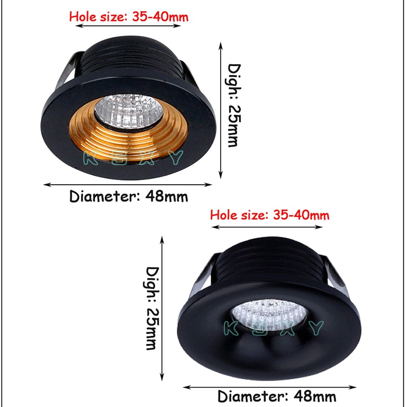 Dimmable LED COB Downlight 3W Round Mini Spotlight Ceiling AC85-265V White Lighting Bulb for Cabinet Counter Showcase