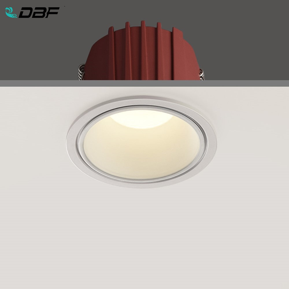 DBF 2020 New Frameless Anti Glare Lens COB Recessed Downlight 7W 12W Round LED Ceiling Spot Light Bedroom Picture Background