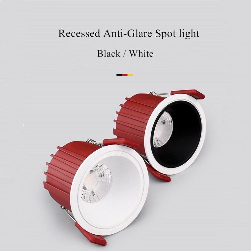 DBF 2020 New Frameless Anti Glare Lens COB Recessed Downlight 7W 12W Round LED Ceiling Spot Light Bedroom Picture Background