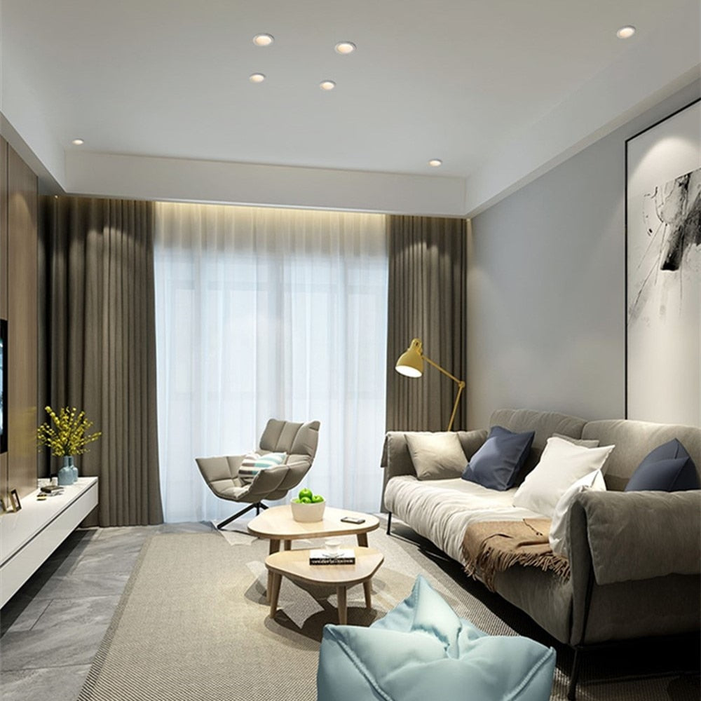 DBF 2020 New Frameless Anti Glare Lens COB Recessed Downlight 7W 12W Round LED Ceiling Spot Light Bedroom Picture Background