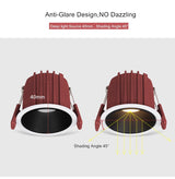 DBF 2020 New Frameless Anti Glare Lens COB Recessed Downlight 7W 12W Round LED Ceiling Spot Light Bedroom Picture Background