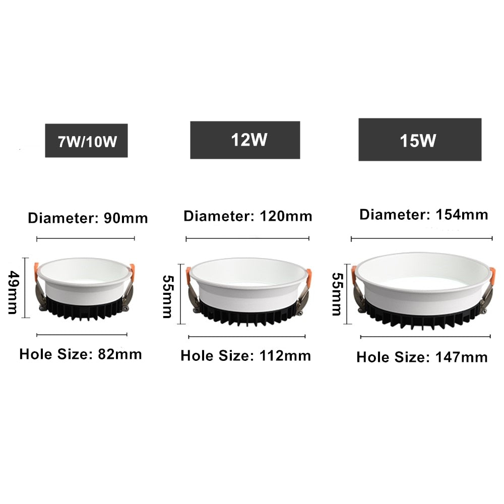 DBF 2020 Frameless 3 Light Temperatures Changeable Recessed LED Downlight 7W 10W 12W 15W Round LED Ceiling Spot Light Bedroom