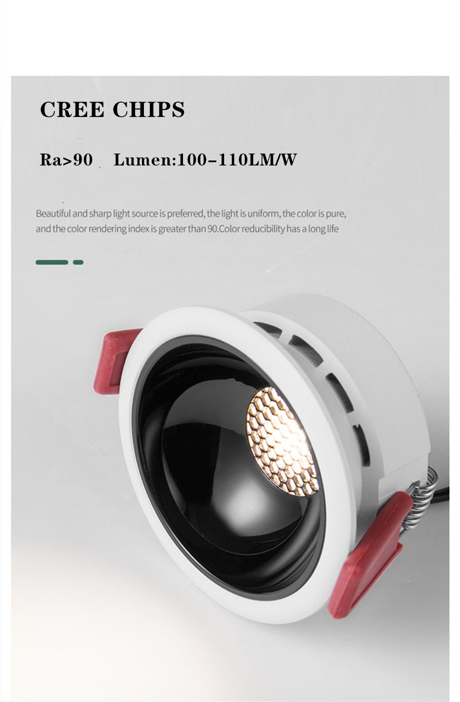 CRI90 Anti-glare Recessed Ceiling Downlight lamp 7W 12W 18W 20W honeycomb cob led spot lights Ceiling Fixtures Lighting 85-265V