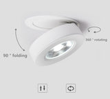 Slim LED Embedded Ceiling Down Lamp,Foldable And 360 Degree Rotatable Built in COB Spot Light Recessed Downlight Room Lampara