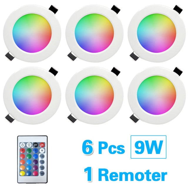 LED RGB Downlight Remote Control Dimming Round Spot Light 7W 9W RGB Color Changing Warm Cool Light