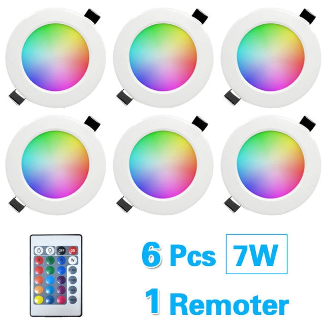 LED RGB Downlight Remote Control Dimming Round Spot Light 7W 9W RGB Color Changing Warm Cool Light