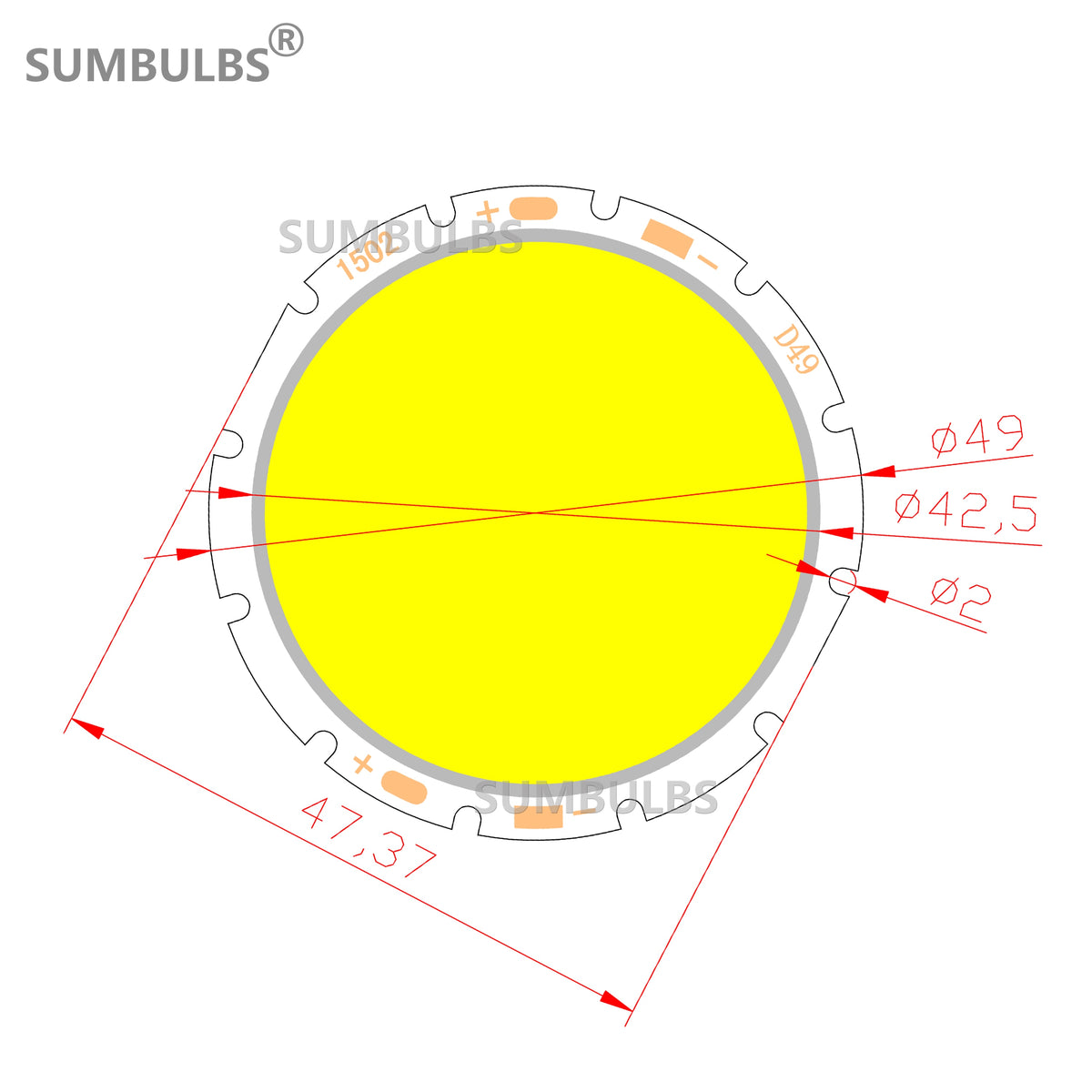 Downlight bulb LED COB light source 49mm round 15W 20W 30W Chip On Board LED warm nature cold white for diy lamp