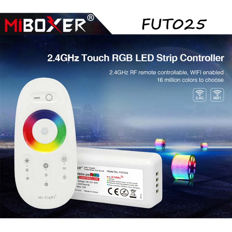 FUT025 Miboxer DC12-24V 2.4G Wireless Touch screen led RGB controller 18A RF remote control for led RGB strip/bulb/downlight/tap