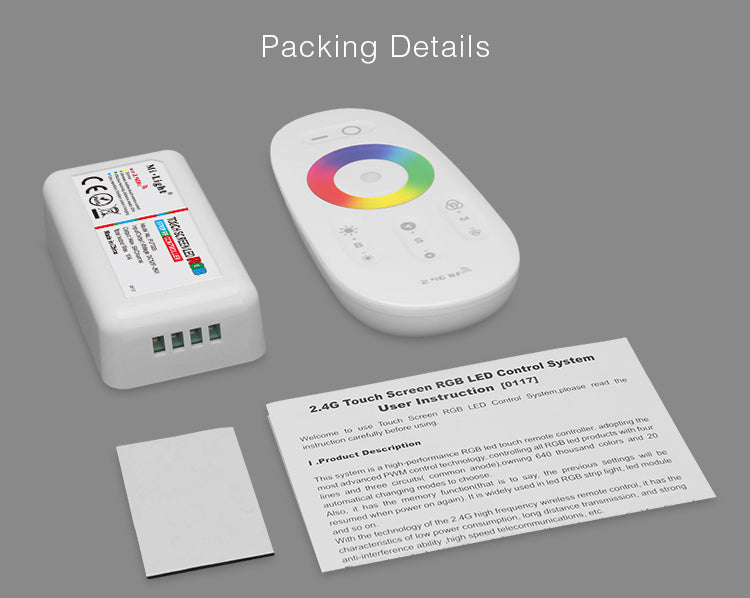 FUT025 Miboxer DC12-24V 2.4G Wireless Touch screen led RGB controller 18A RF remote control for led RGB strip/bulb/downlight/tap