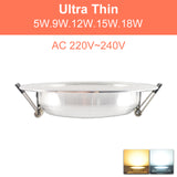 LED Downlight Downlight UltraThin AC110V 220V Led Bulb  3W 5W 9W 15W 18W led spot Bedroom Kitchen Indoor Recessed Round Light