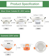 Kaguyahime 1pc/4pcs 3W-15W LED Downlight 220V 110V Round LED Recessed Spot LED Lamp Panel Light Aluminum Surface For Ceiling 10W