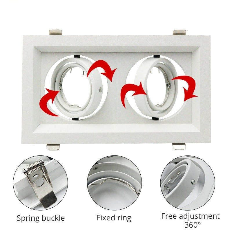 LED Grille Light LED Downlight Frame Fixtures MR16 Fitting 90-260V Recessed GU10 Bulb Replaceable Downlights