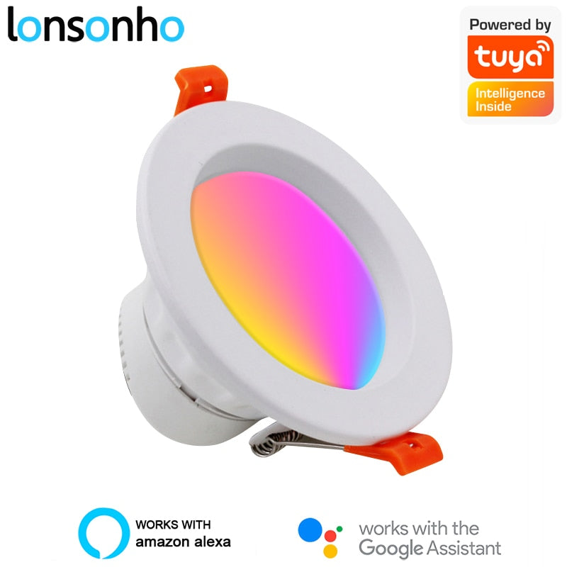 Lonsonho WiFi Smart Spot Led Downlight 220V RGB+C+W 5W 7W 10W Tuya Smart Life Wireless Remote Control Works Alexa Google Home