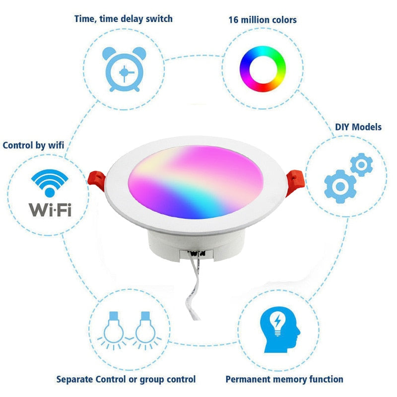 Lonsonho WiFi Smart Spot Led Downlight 220V RGB+C+W 5W 7W 10W Tuya Smart Life Wireless Remote Control Works Alexa Google Home
