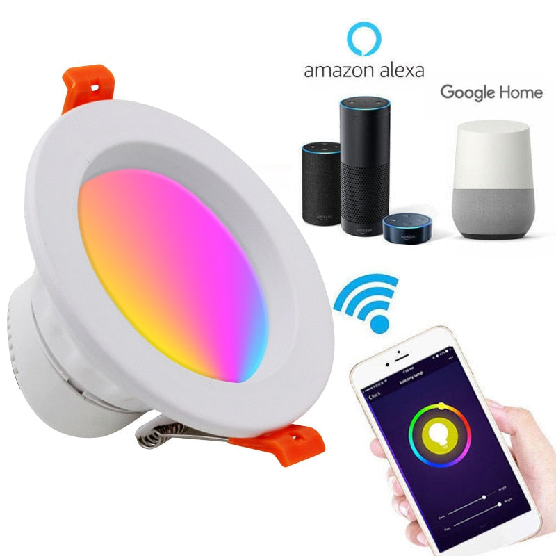 Lonsonho WiFi Smart Spot Led Downlight 220V RGB+C+W 5W 7W 10W Tuya Smart Life Wireless Remote Control Works Alexa Google Home