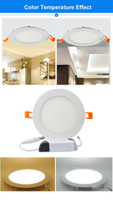 Ultra Thin LED Panel Downlight 3W 4W 6W 9W 12W 15W 18W Round/Square LED Ceiling Recessed Light AC85-265V LED Panel Light SMD2835