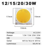 LED Chips AC1414 AC1917 2pcs/ lot 3W 5W 7W 9W 12W 15W 20W 30W AC220V COB Surface Light Source LED Beads For Spotlight Downlight