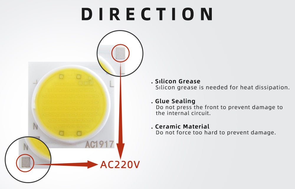 LED Chips AC1414 AC1917 2pcs/ lot 3W 5W 7W 9W 12W 15W 20W 30W AC220V COB Surface Light Source LED Beads For Spotlight Downlight