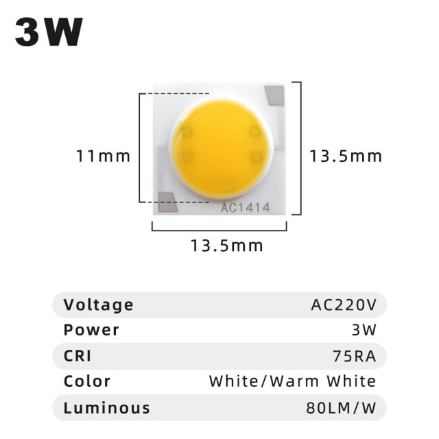 LED Chips AC1414 AC1917 2pcs/ lot 3W 5W 7W 9W 12W 15W 20W 30W AC220V COB Surface Light Source LED Beads For Spotlight Downlight