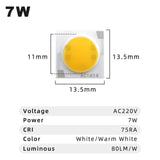 LED Chips AC1414 AC1917 2pcs/ lot 3W 5W 7W 9W 12W 15W 20W 30W AC220V COB Surface Light Source LED Beads For Spotlight Downlight