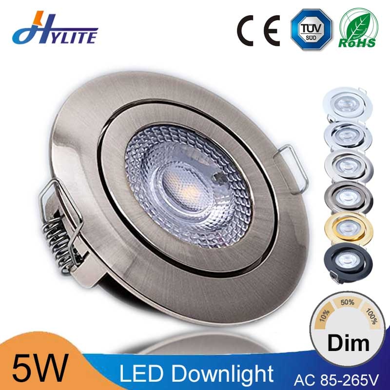 LED Spotlight Dimmable 5w 7W AC 85V-265V SMD Recessed Ceiling Lamp Round Indoor Bedroom Led Bulb Adjustable Downlight