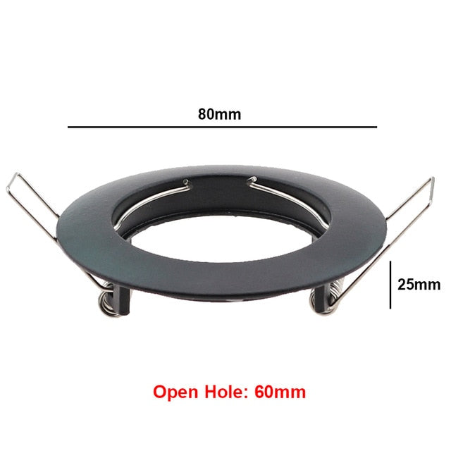 White GU10 MR16 Recessed ceiling spotlight Downlight base socket IP20 Not adjustable Diameter 80mm mounting diameter 60mm