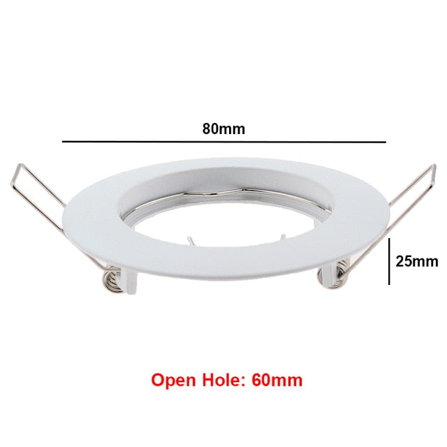 White GU10 MR16 Recessed ceiling spotlight Downlight base socket IP20 Not adjustable Diameter 80mm mounting diameter 60mm