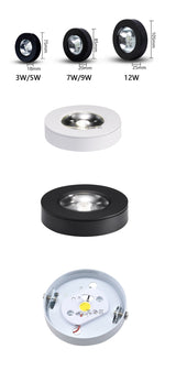 Ultra-thin LED Surface Mounted Downlight 3W 5W 7W 9W 12W Round Driverless Ceiling Spot Lamp for Cabinet Showcase Pictures Decor