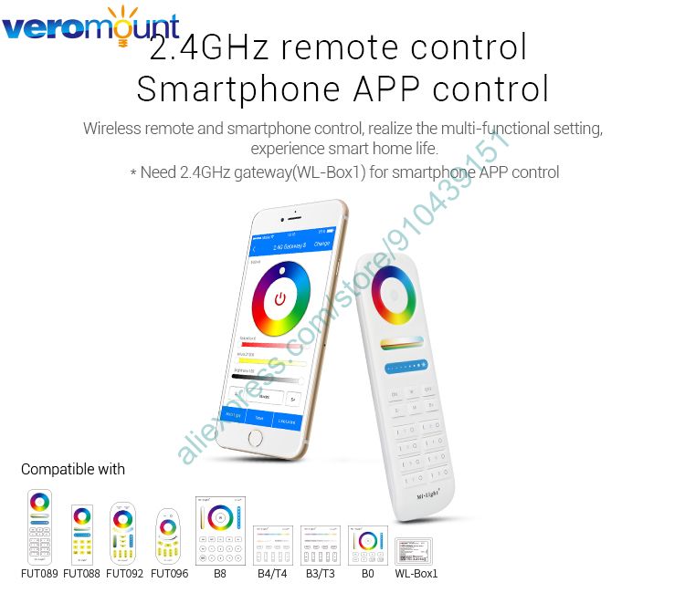 MiBoxer FUT064 9W RGB+CCT Square LED Downlight AC110V 220V Smart Indoor Lamp 2.4G RF Remote Smartphone APP WiFi Voice Control