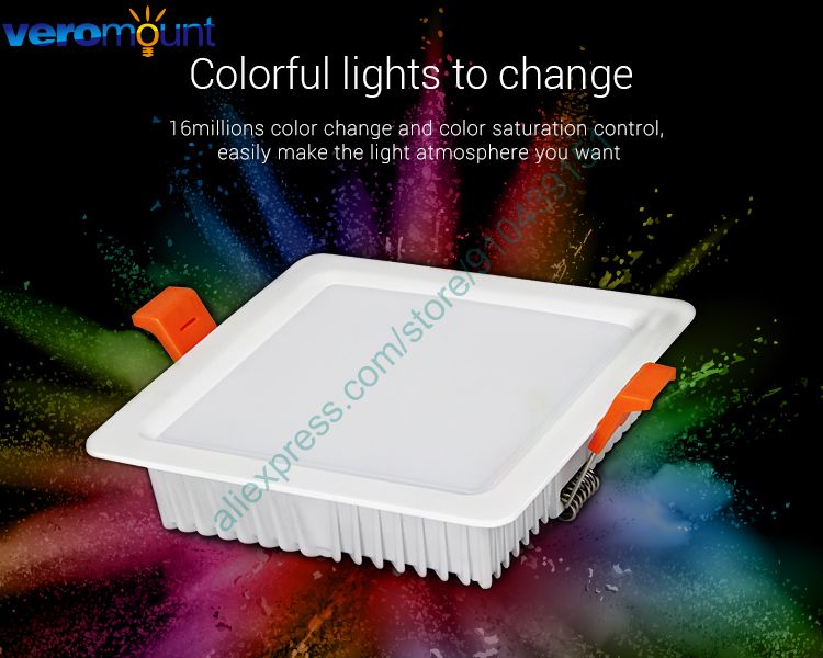 MiBoxer FUT064 9W RGB+CCT Square LED Downlight AC110V 220V Smart Indoor Lamp 2.4G RF Remote Smartphone APP WiFi Voice Control