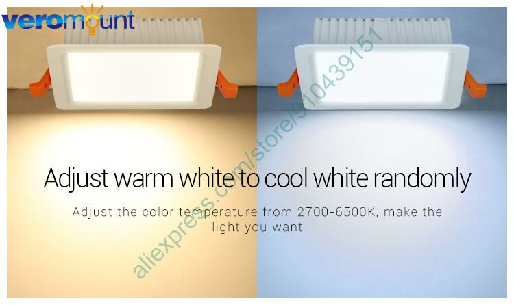 MiBoxer FUT064 9W RGB+CCT Square LED Downlight AC110V 220V Smart Indoor Lamp 2.4G RF Remote Smartphone APP WiFi Voice Control