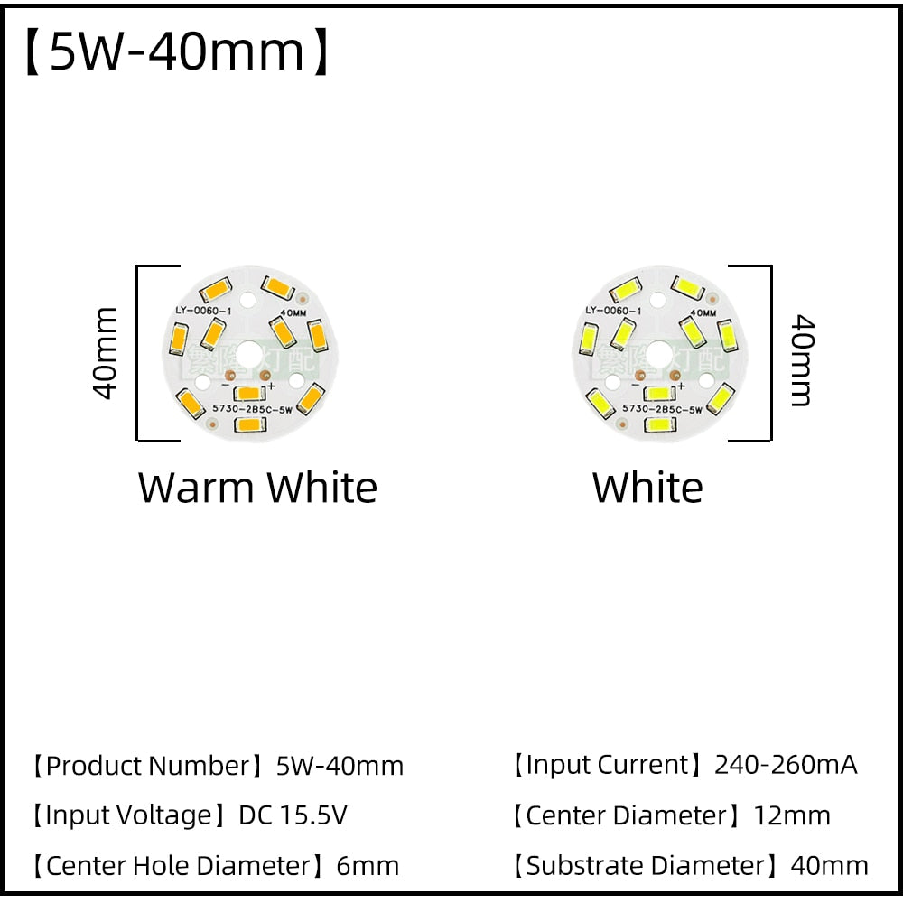 5pcs/Lot 3W 5W 7W 9W SMD5730 LED Chips 240mA 260mA Constant Current Input Light Bead For White/Warm DIY Downlight
