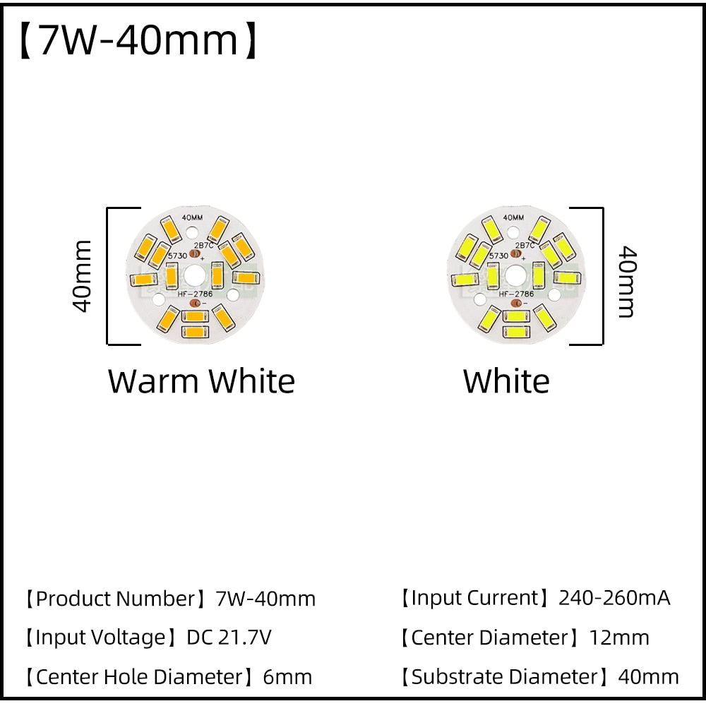 5pcs/Lot 3W 5W 7W 9W SMD5730 LED Chips 240mA 260mA Constant Current Input Light Bead For White/Warm DIY Downlight