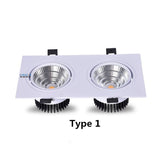double Dimmable LED COB Spotlight Ceiling lamp AC85-265V 7W 10W 12W 15W 20w 30w 40w Aluminum recessed downlights Led Spot Light