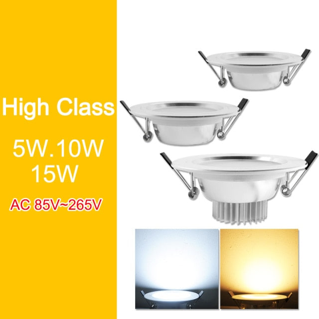 LED downlight 3W 5W 9W 12W 15W 18W downlight Silver White Ultra Thin Aluminum shell AC110V 220V Round Recessed LED Spot Lighting