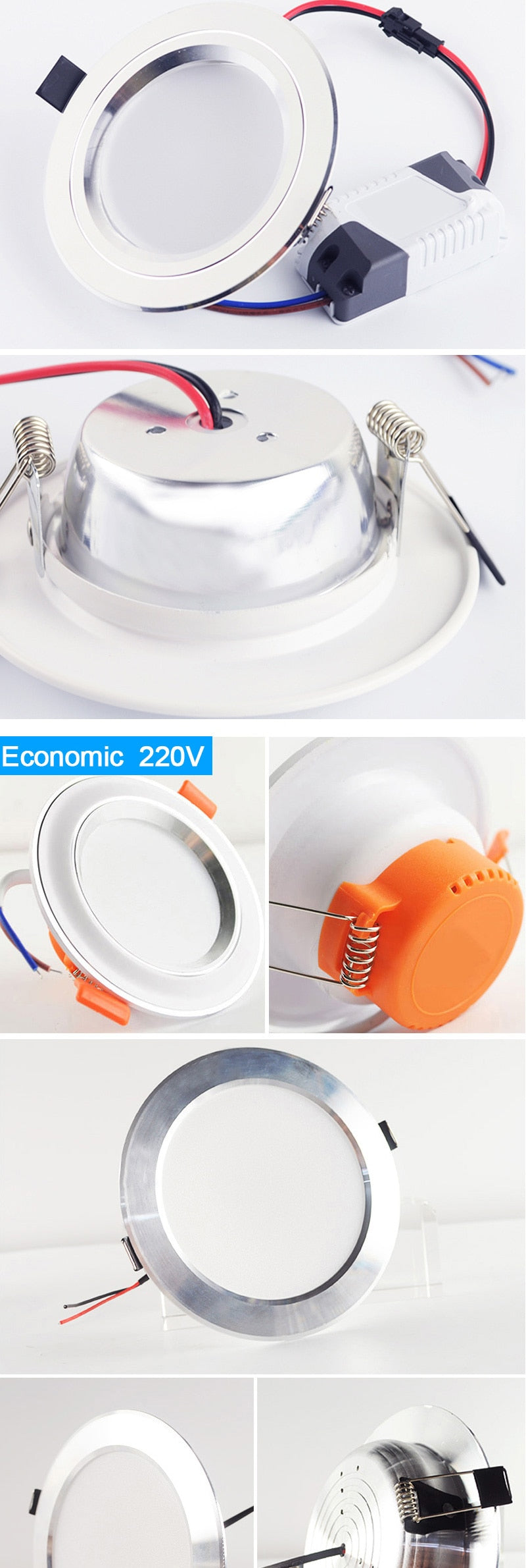 LED Downlight 3W 5W 9W 12W 15W 18W Silver White Ultra Thin Aluminum downlight AC110V 220V 240V Round Recessed LED Spot Lighting