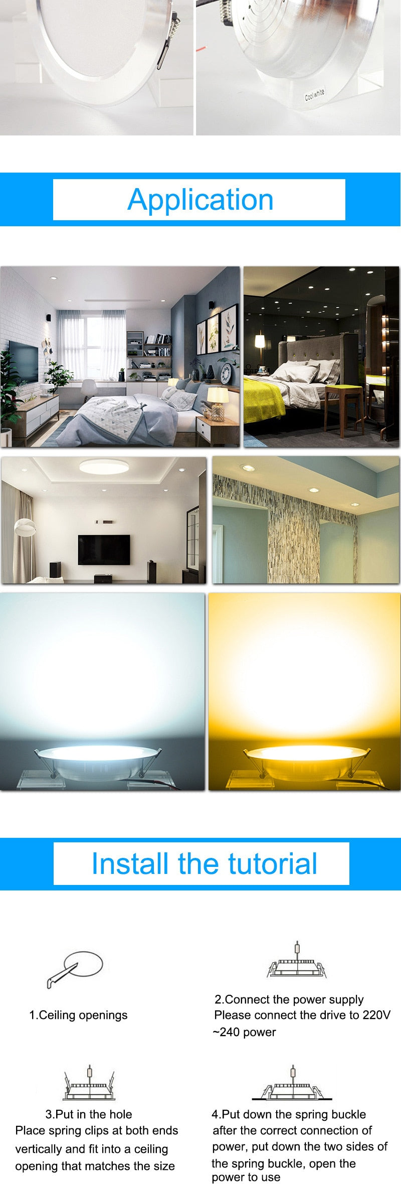 LED Downlight 3W 5W 9W 12W 15W 18W Silver White Ultra Thin Aluminum downlight AC110V 220V 240V Round Recessed LED Spot Lighting