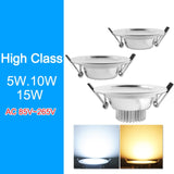LED Downlight 3W 5W 9W 12W 15W 18W Silver White Ultra Thin Aluminum downlight AC110V 220V 240V Round Recessed LED Spot Lighting