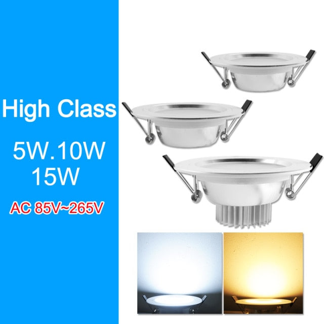 LED Downlight 3W 5W 9W 12W 15W 18W Silver White Ultra Thin Aluminum downlight AC110V 220V 240V Round Recessed LED Spot Lighting
