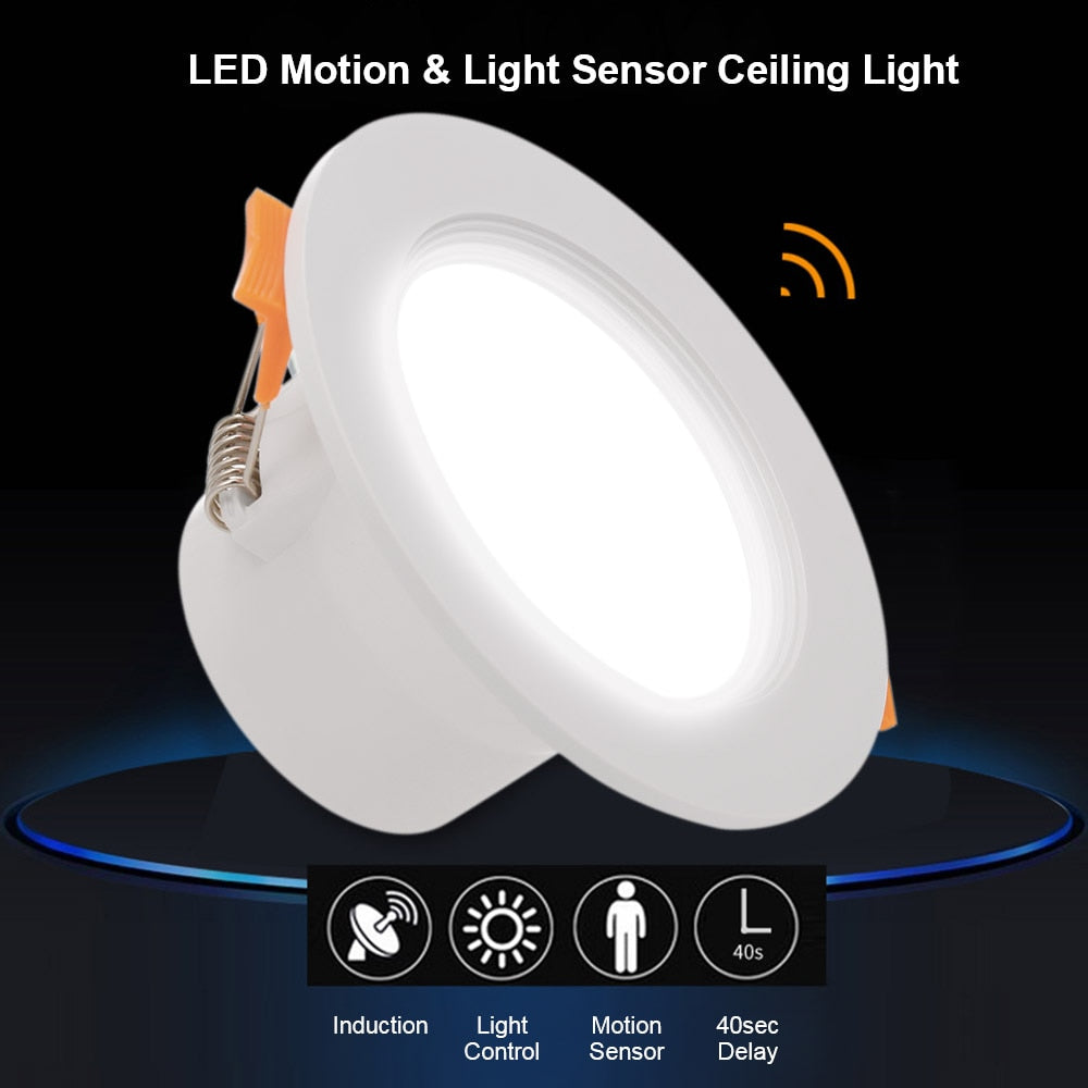 3-inch 7W LED Downlight Round Recessed Lamp 85V-265V Led Bulb Bedroom Kitchen Indoor LED Spot LED Motion Sensor Downlight