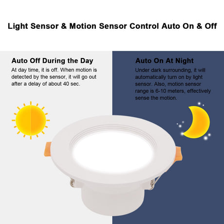 3-inch 7W LED Downlight Round Recessed Lamp 85V-265V Led Bulb Bedroom Kitchen Indoor LED Spot LED Motion Sensor Downlight