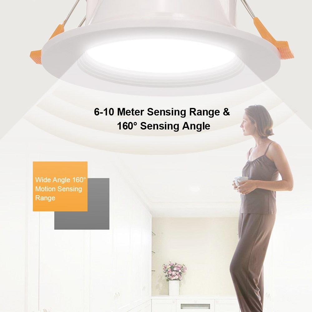 3-inch 7W LED Downlight Round Recessed Lamp 85V-265V Led Bulb Bedroom Kitchen Indoor LED Spot LED Motion Sensor Downlight