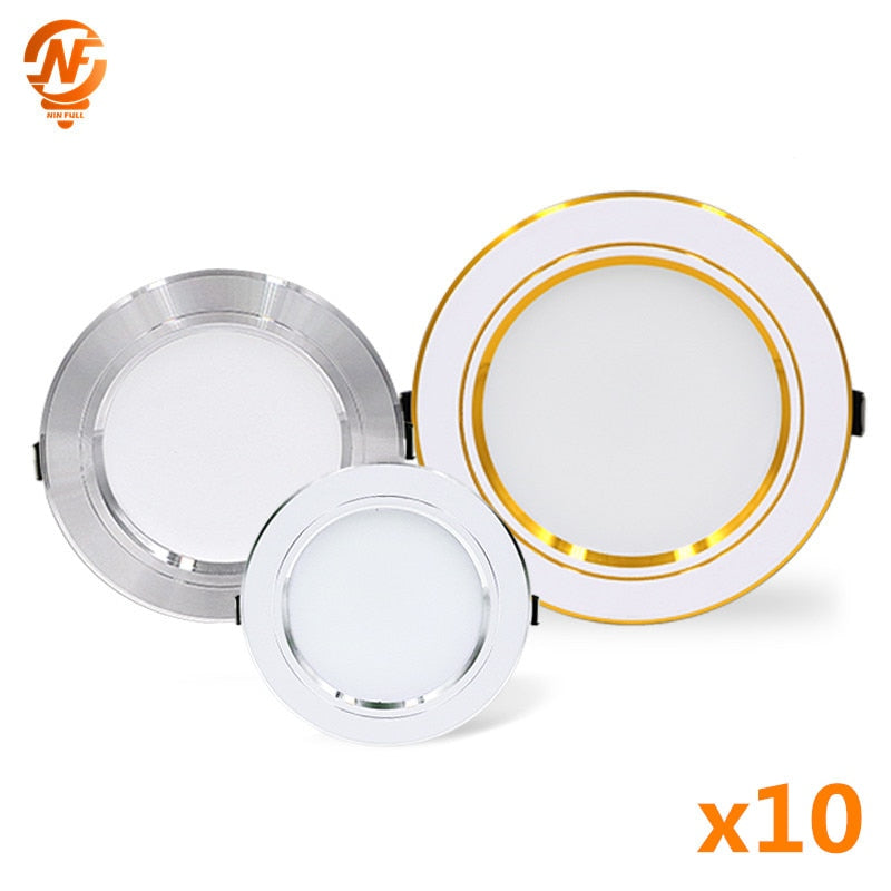 Led Downlight 10pcs/lot 5W 9W Led Panel Light 12W 15W 18W Recessed Down Light Round Ceiling Light 220V Spotlight Indoor Lighting