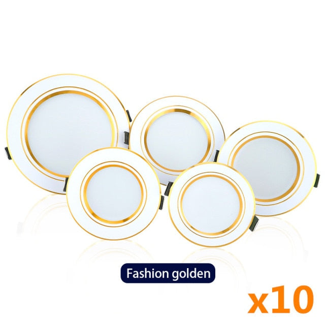 Led Downlight 10pcs/lot 5W 9W Led Panel Light 12W 15W 18W Recessed Down Light Round Ceiling Light 220V Spotlight Indoor Lighting