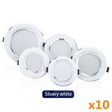 Led Downlight 10pcs/lot 5W 9W Led Panel Light 12W 15W 18W Recessed Down Light Round Ceiling Light 220V Spotlight Indoor Lighting