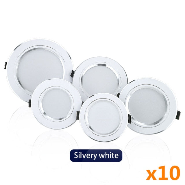 Led Downlight 10pcs/lot 5W 9W Led Panel Light 12W 15W 18W Recessed Down Light Round Ceiling Light 220V Spotlight Indoor Lighting
