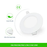 Ultra Thin LED Panel Downlight 3W 6W 9W 12W 15W 18W Round/ Square LED Ceiling Recessed Light AC85-265V LED Panel dimmable lamps