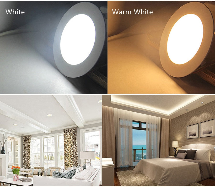 Ultra Thin LED Panel Downlight 3W 6W 9W 12W 15W 18W Round/ Square LED Ceiling Recessed Light AC85-265V LED Panel dimmable lamps